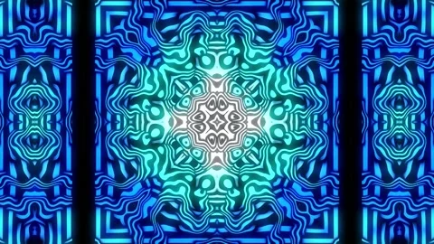 Patterns of blue rotating kaleidoscopes on a black background. Endless cycle Stock Footage 137238120
