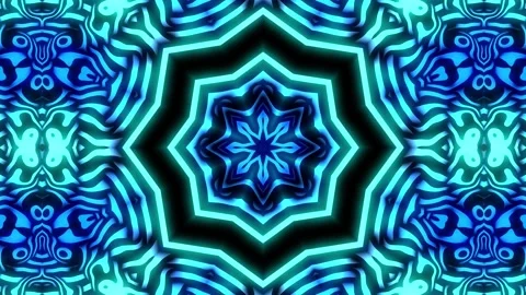 Patterns of blue rotating kaleidoscopes on a black background. Endless cycle Stock Footage 137238161