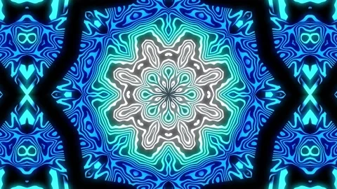 Patterns of blue rotating kaleidoscopes on a black background. Endless cycle Stock Footage 137238201