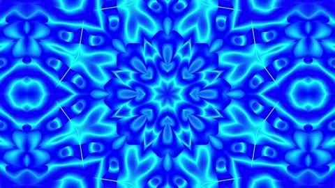 Patterns of blue rotating kaleidoscopes on a black background. Endless cycle Stock Footage 137299937