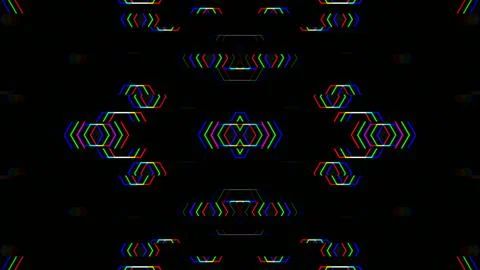 Patterns in bright colors on a black background during night time 스톡 일러스트