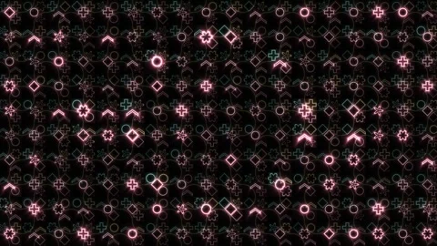Patterns of bright shapes in a dark background create Stock Footage 339324727
