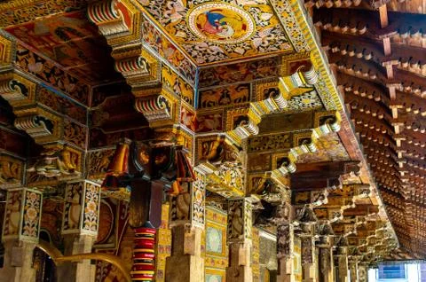 Patterns of buddhist temple in the Kandy in Sri Lanka Stock Photos