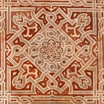 .patterns on the ceiling of an ancient mosque Stock Photos