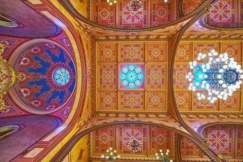 Patterns on ceiling of Dohany Street Synagogue, on Feb 22 in Budapest, Hungar Stock Photos