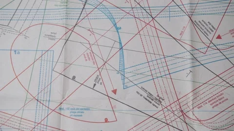 Patterns of clothing located on drawings, template plan Stock Footage 147735781