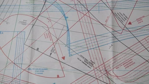 Patterns of clothing located on drawings, template plan Stock Footage 147737691