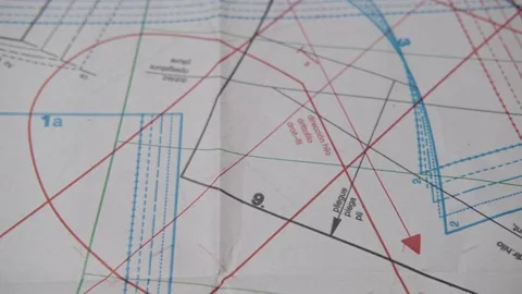 Patterns of clothing located on drawings, template plan Stock Footage 147737942