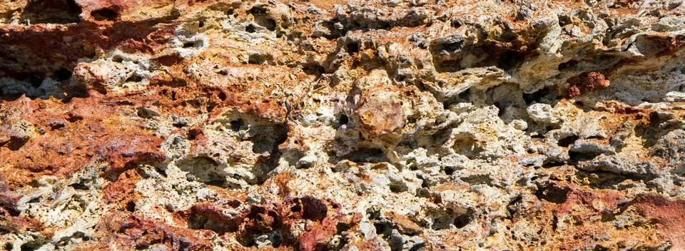 Patterns on the coastal cliffs of red sandstone. 스톡 사진