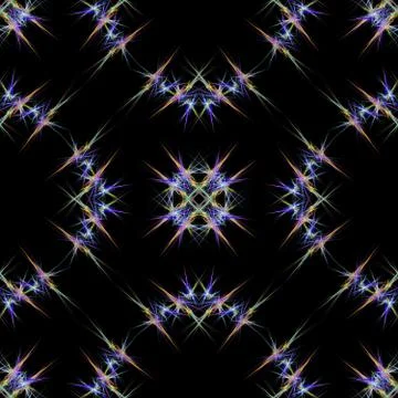 Patterns of colored stars on black background - seamless pattern Stock Illustration