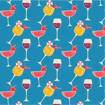 Patterns design with Juice and glasses. Stock Illustration