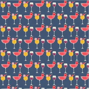 Patterns design with Juice and glasses. Stock Illustration