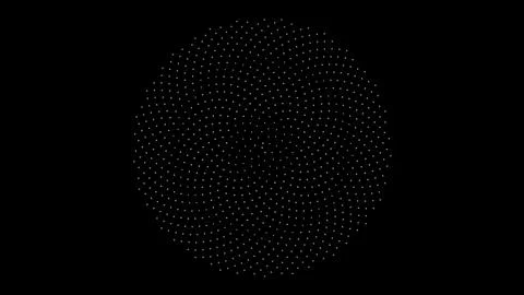 Patterns of dots form a circle on a black background Illustrazione stock