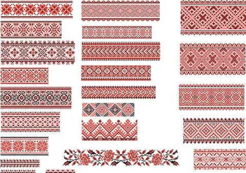 Patterns for Embroidery Stitch, Red and Black Stock Illustration