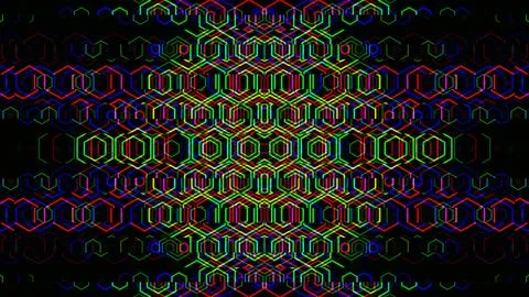 Patterns formed by colorful lines on a dark background Illustrazione stock