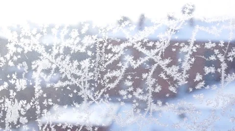 The patterns of frost on the glass of the window. Video stock 48503290