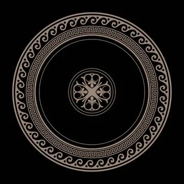  Patterns of Greece, ancient Rome. Vector round gold classic frame  Stock Illustration