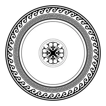  Patterns of Greece, ancient Rome. Vector round monochrome classic frame  Illustrazione stock