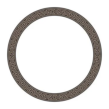Patterns of Greece and ancient Rome. Greek golden black meander. Vector round  库存插图