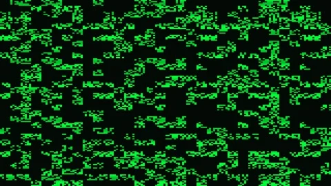 Patterns of green digital noise with black background in Stock Footage 338224090