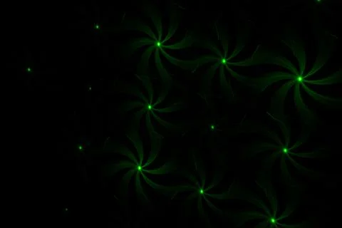 Patterns in green on the wall. Laser background. Party or disco concept. Stock Photos