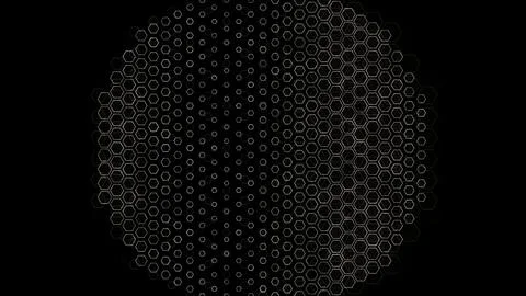 Patterns of hexagons arranged in a circular shape on a dark background Stock Illustration