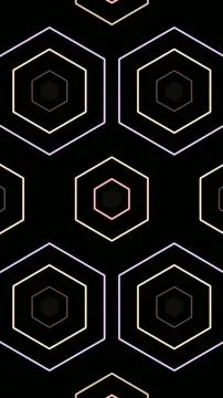 Patterns of hexagons on a dark background with colored lines イラスト素材