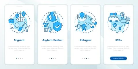 Patterns of human mobility blue onboarding mobile app screen Stock Illustration