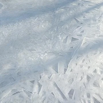 Patterns on ice. Winter window frost time lapse of frozen crystals or reali.. Stock Photos
