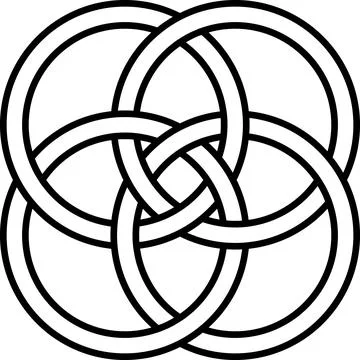 Patterns intertwined 4 rings logo tattoo plexus circles intertwined Stock Illustration