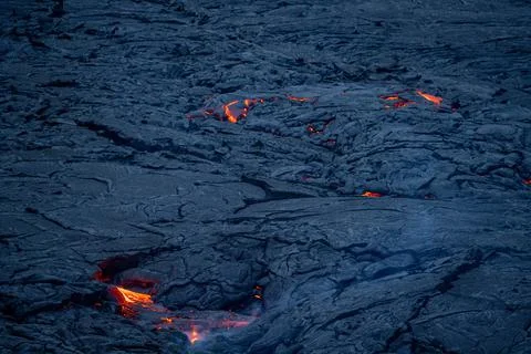 Patterns of lava from an active volcano eruption. Mount Fagradalsfjall, Icela Stock Photos