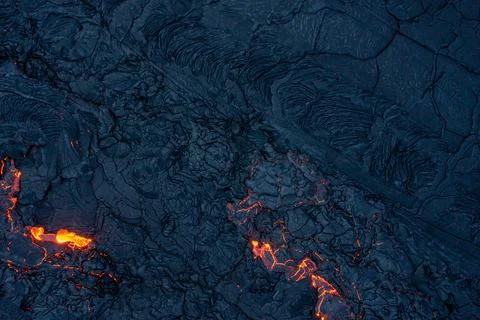Patterns of lava from an active volcano eruption. Fagradalsfjall, Iceland 写真素材