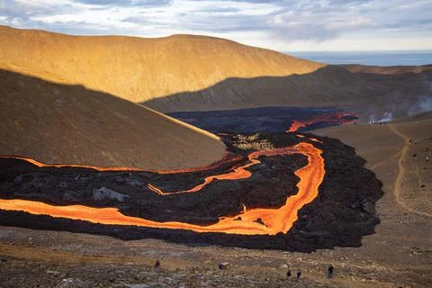 Patterns of lava from an active volcano eruption. Fagradalsfjall, Iceland 写真素材