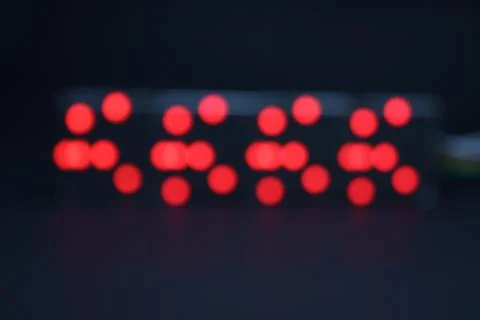 Patterns of light formed on a LED matrix display by defocusing Foto stock