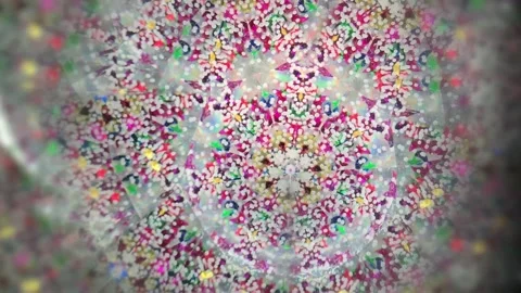 Patterns of mirrored abstract shapes in a kaleidoscope Stock Footage 151274818