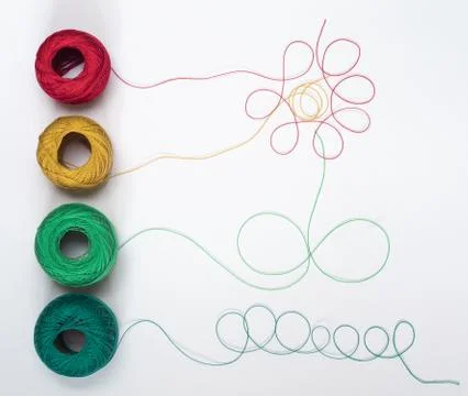 Patterns from multi-colored threads with tangles Stock Photos