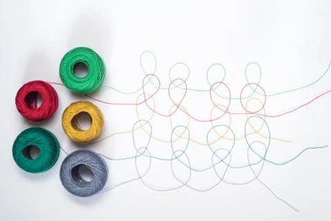 Patterns from multi-colored threads with tangles Stock Photos