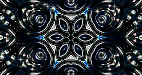 Patterns of multicolored rotating kaleidoscopes on a black background Stock Footage 143239554