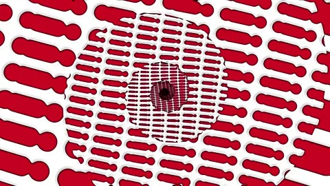 Patterns in a red and white design show bright lines and shapes in a creati.. Stock Footage 333445821