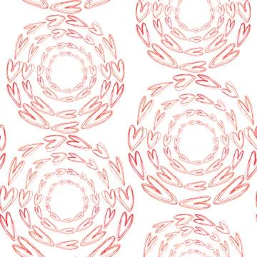 Patterns of red hearts doodles for textiles, packaging, background for Valent イラスト素材