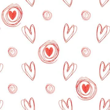 Patterns of red hearts doodles for textiles, packaging, background for Valent Stockillustratie
