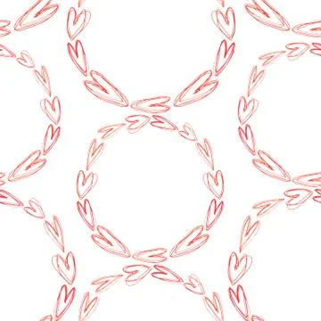 Patterns of red hearts doodles for textiles, packaging, background for Valent Illustrazione stock