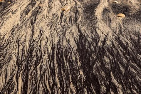 Patterns in the sand, on a beach on the west coast of the Isle of Wight Stock Photos