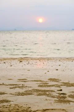 Patterns in the Sand at Sunset on Ao Phra Nang Beach, Railay, South Thailand, Stock Photos