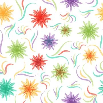 Patterns Seamless Background Floral and line color vector illustration. Stock Illustration