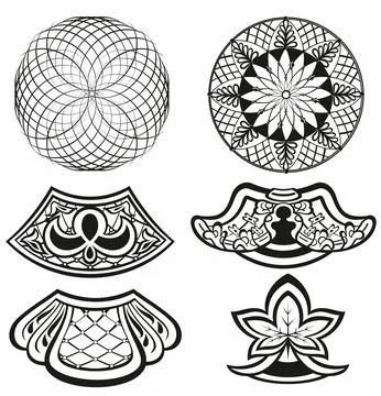 Patterns of tattoo set. Design elements vector illustration. Stock Illustration