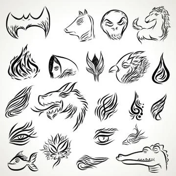 Patterns of tribal tattoo set Stock Illustration