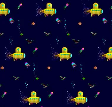 Patterns yellow bathyscaphe under the water Stock Illustration