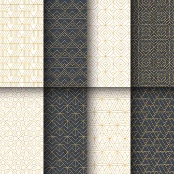 PatternSet of Art Deco Patter Set Collection, Art Deco Tiles Frame. Vector .. イラスト素材