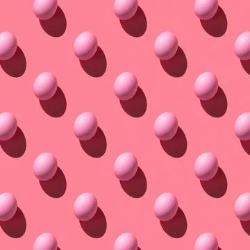 Patteron of pink Easter eggs with a hard shadow. Stock Fotos